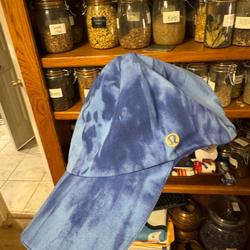lululemon blue tie-dye baseball cap with white logo